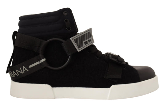 Dolce & Gabbana Elevate Your Step with High Top Wool Leather Sneakers