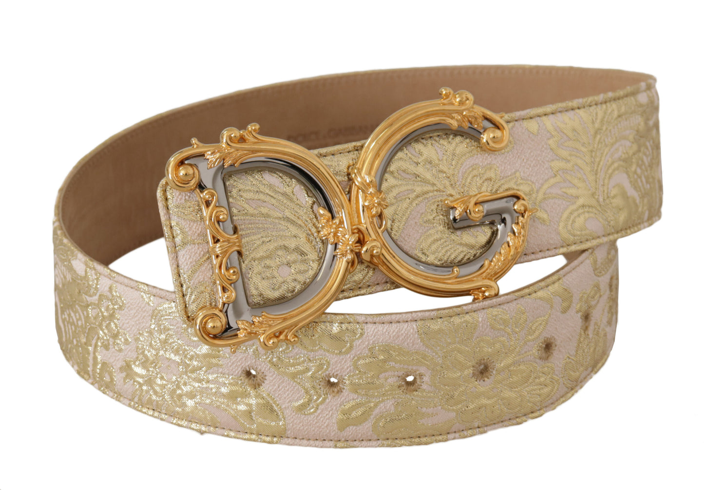 Dolce & Gabbana Elegant Gold and Pink Leather Belt