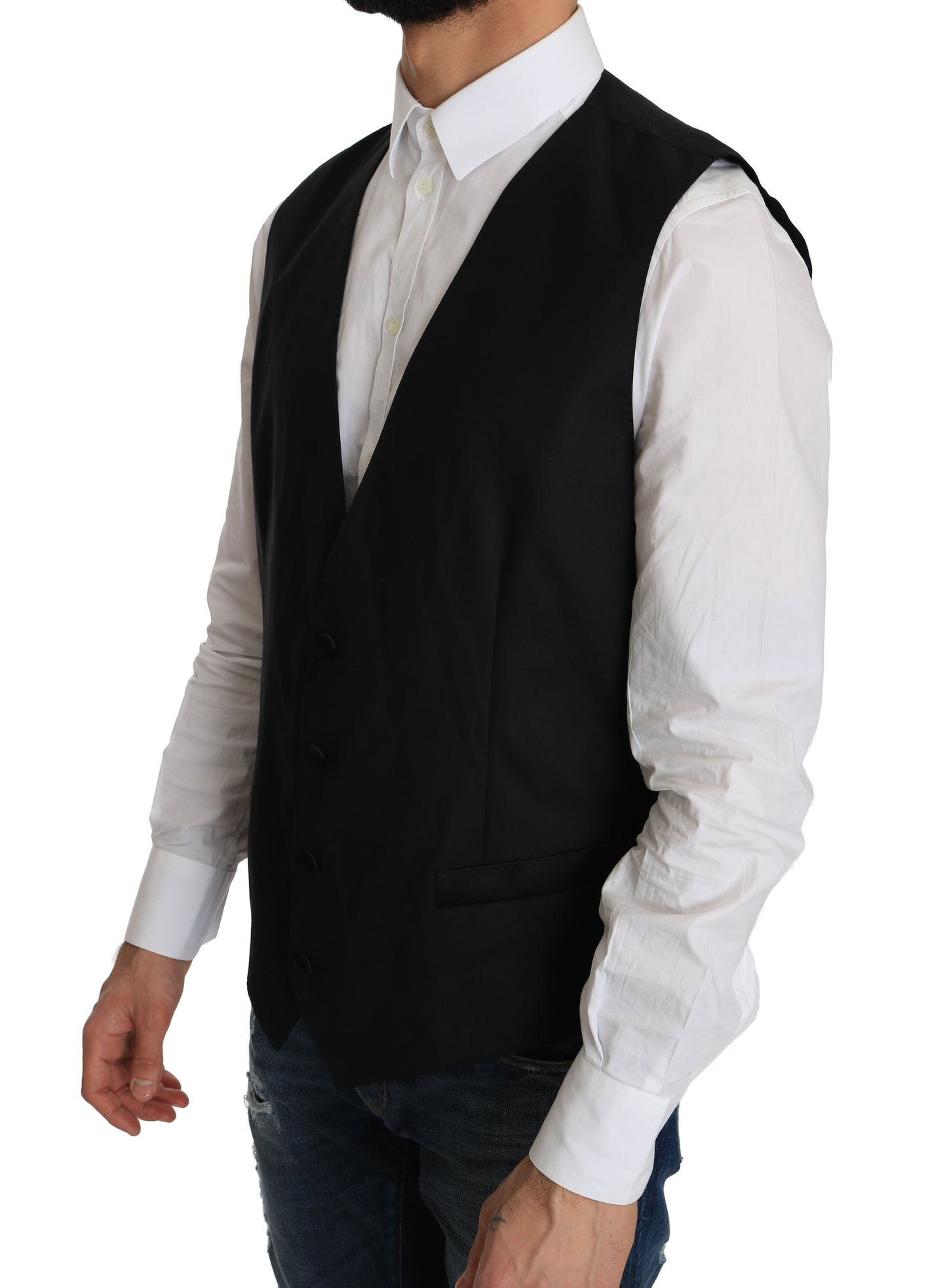 Dolce & Gabbana Elegant Black Formal Wool Blend Vest