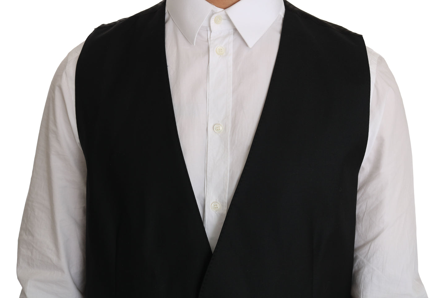 Dolce & Gabbana Elegant Black Formal Wool Blend Vest