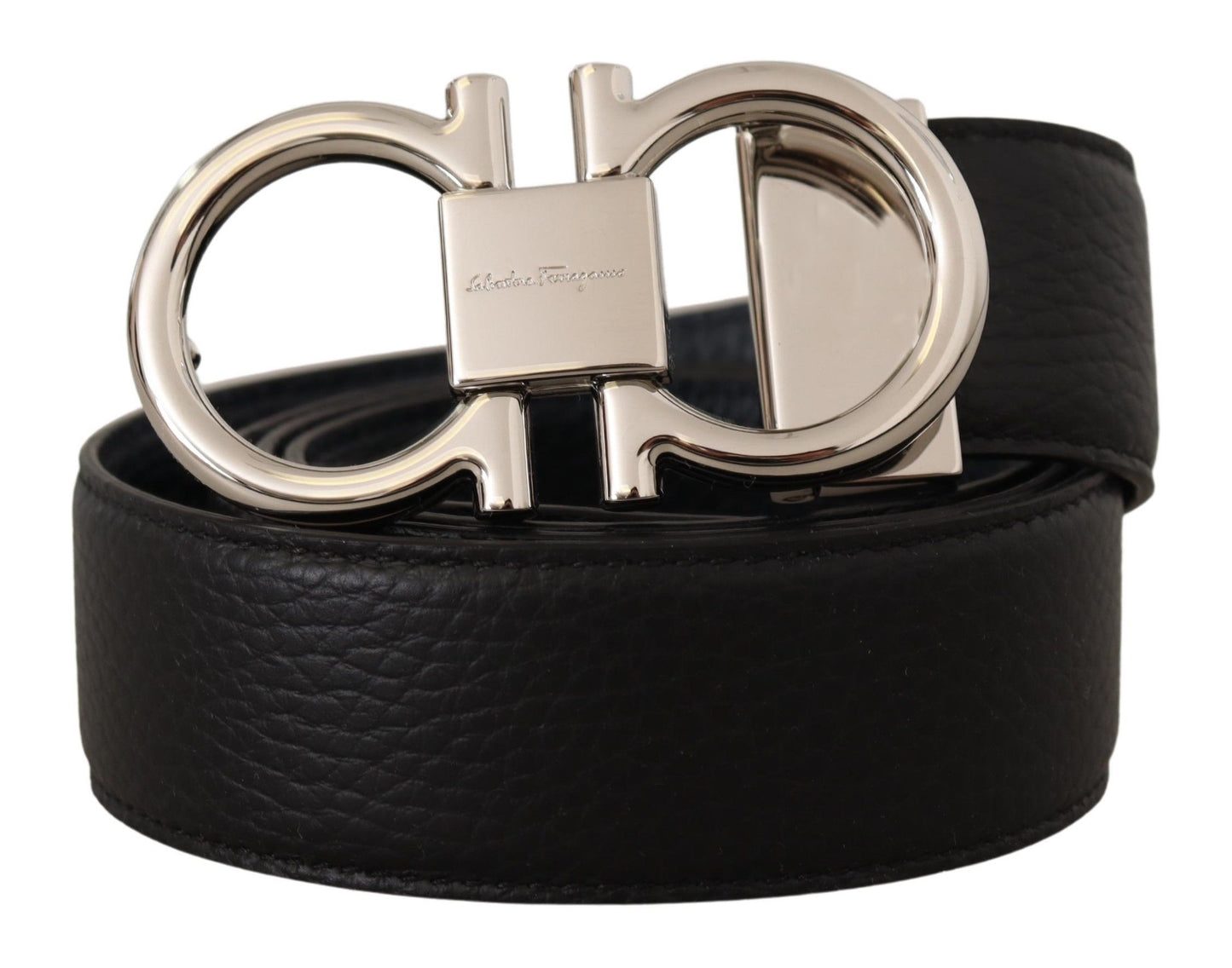 Salvatore Ferragamo Reversible Marine Blue and Black Calf Leather Belt