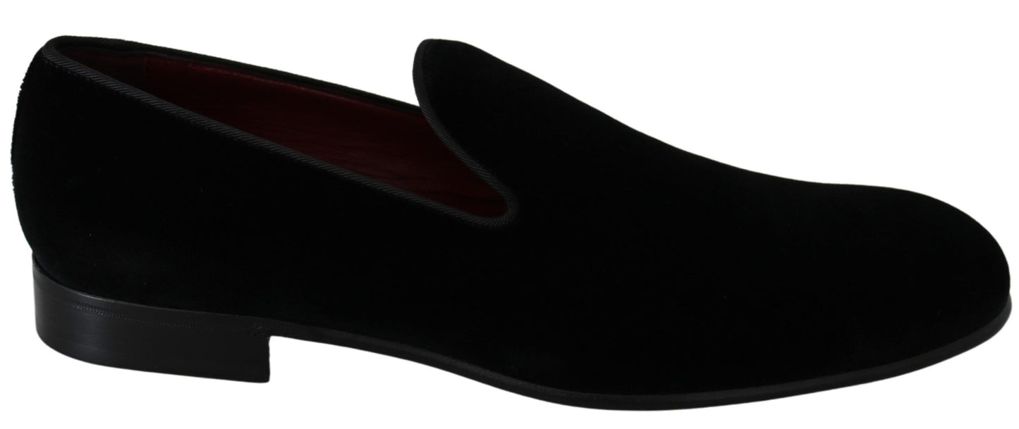 Dolce & Gabbana Chic Black Velvet Loafers for Men