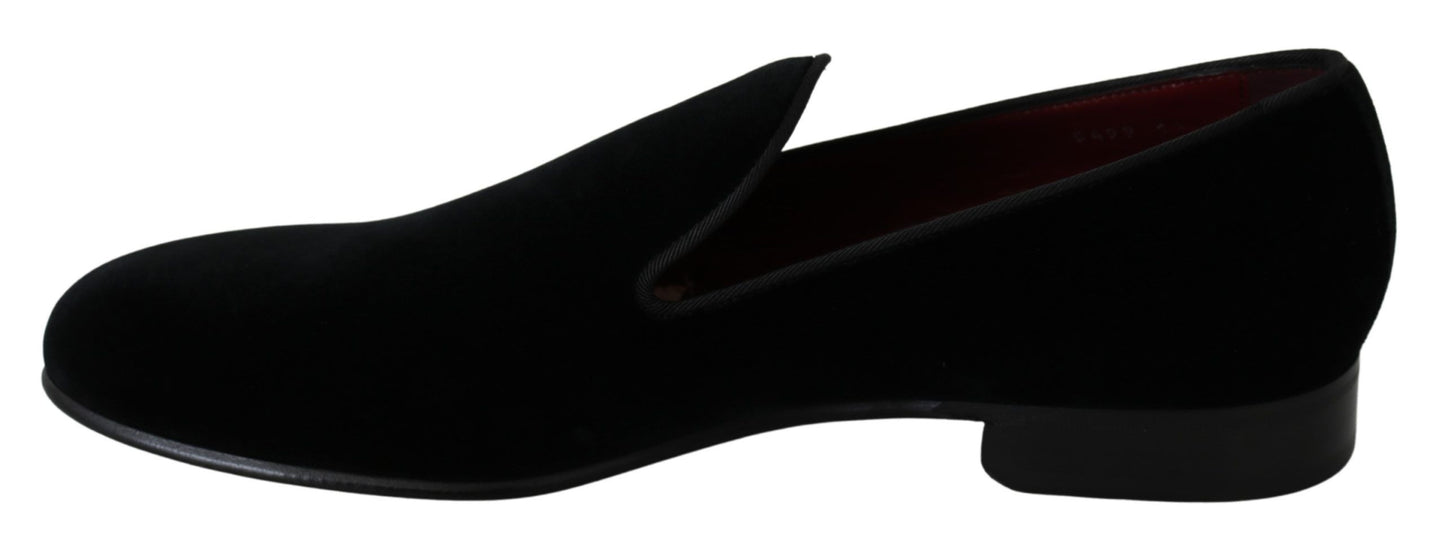 Dolce & Gabbana Chic Black Velvet Loafers for Men