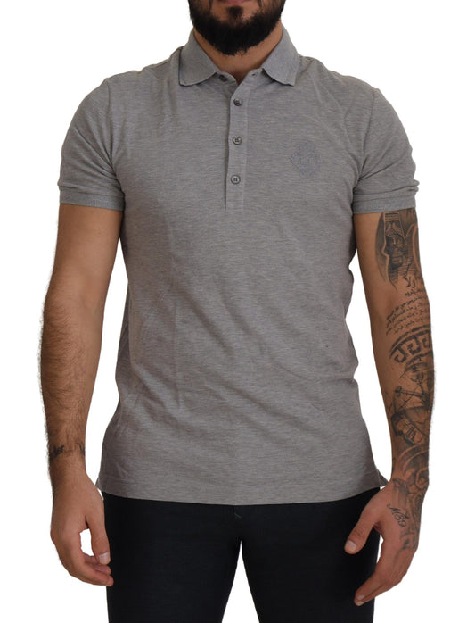 Dolce & Gabbana Elegant Grey Logo Embroidered Polo Tee