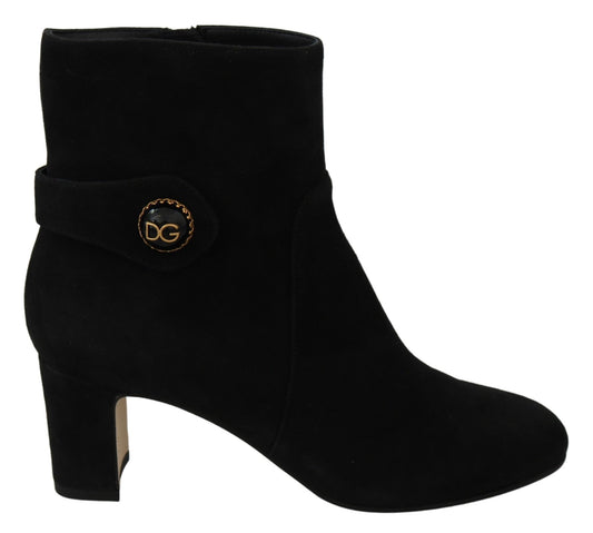 Dolce & Gabbana Elegant Black Suede Mid-Calf Boots