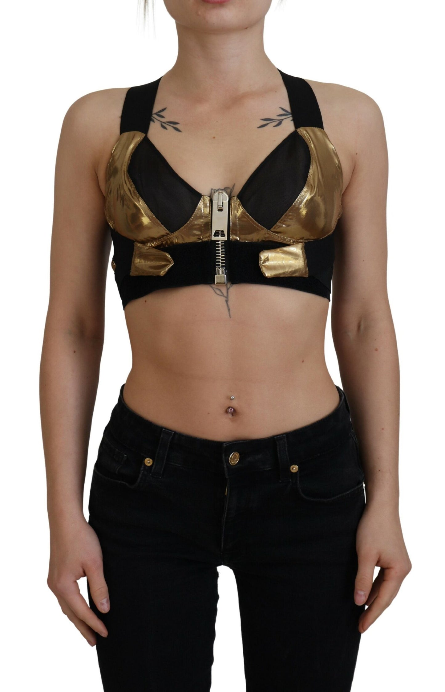 Dolce & Gabbana Elegant Cropped Top with Front Zipper