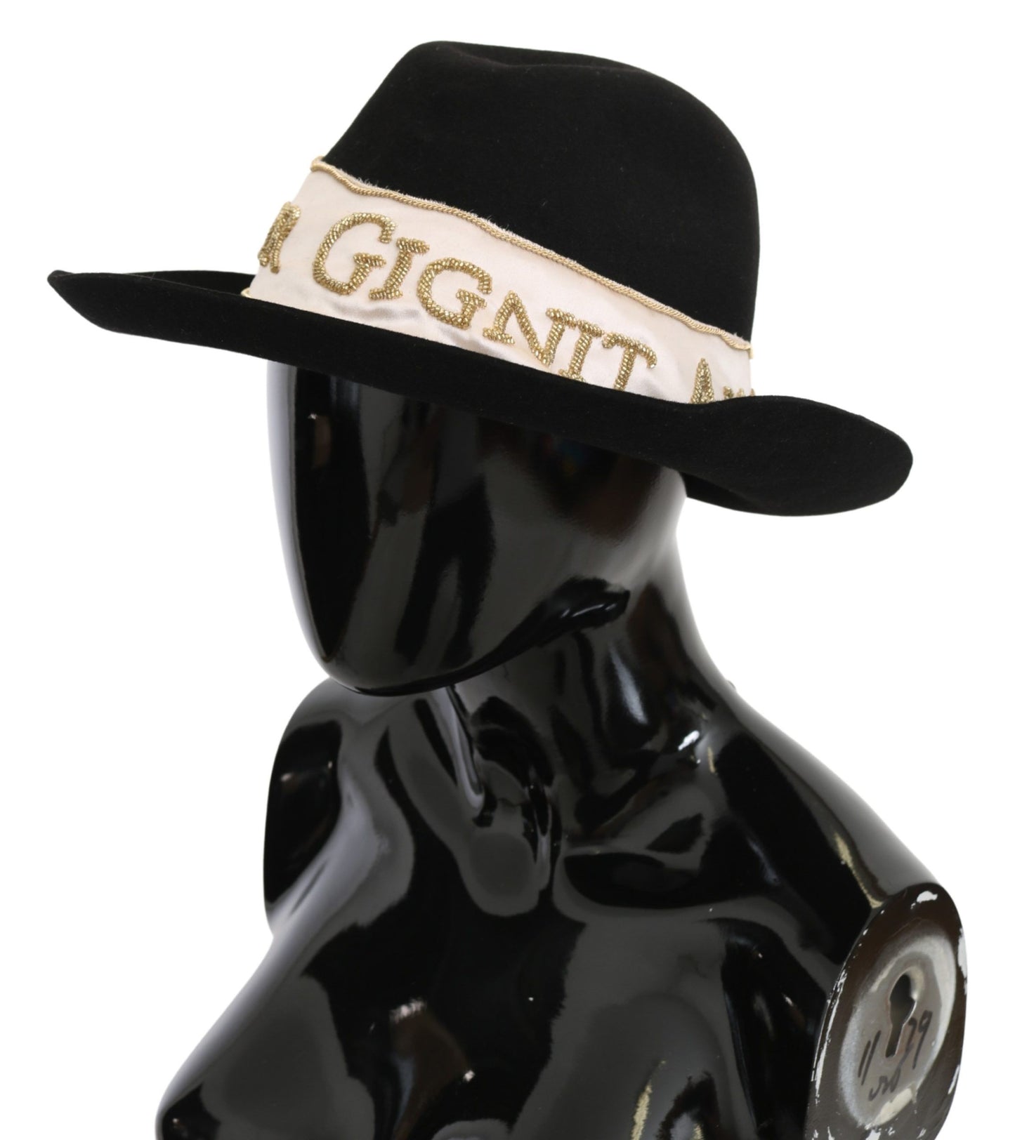 Dolce & Gabbana Black Lapin Amor Gignit Wide Brim Fedora Hat