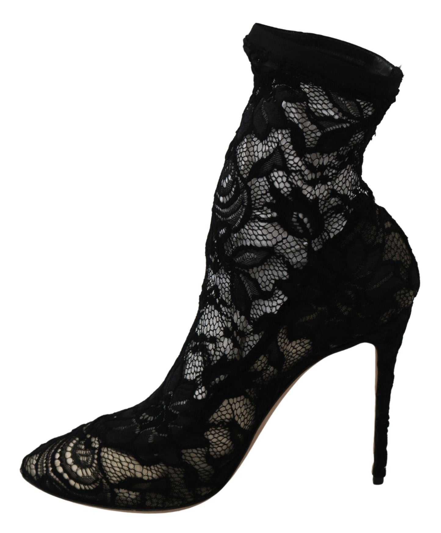 Dolce & Gabbana Elegant Black Lace Stiletto Ankle Boots