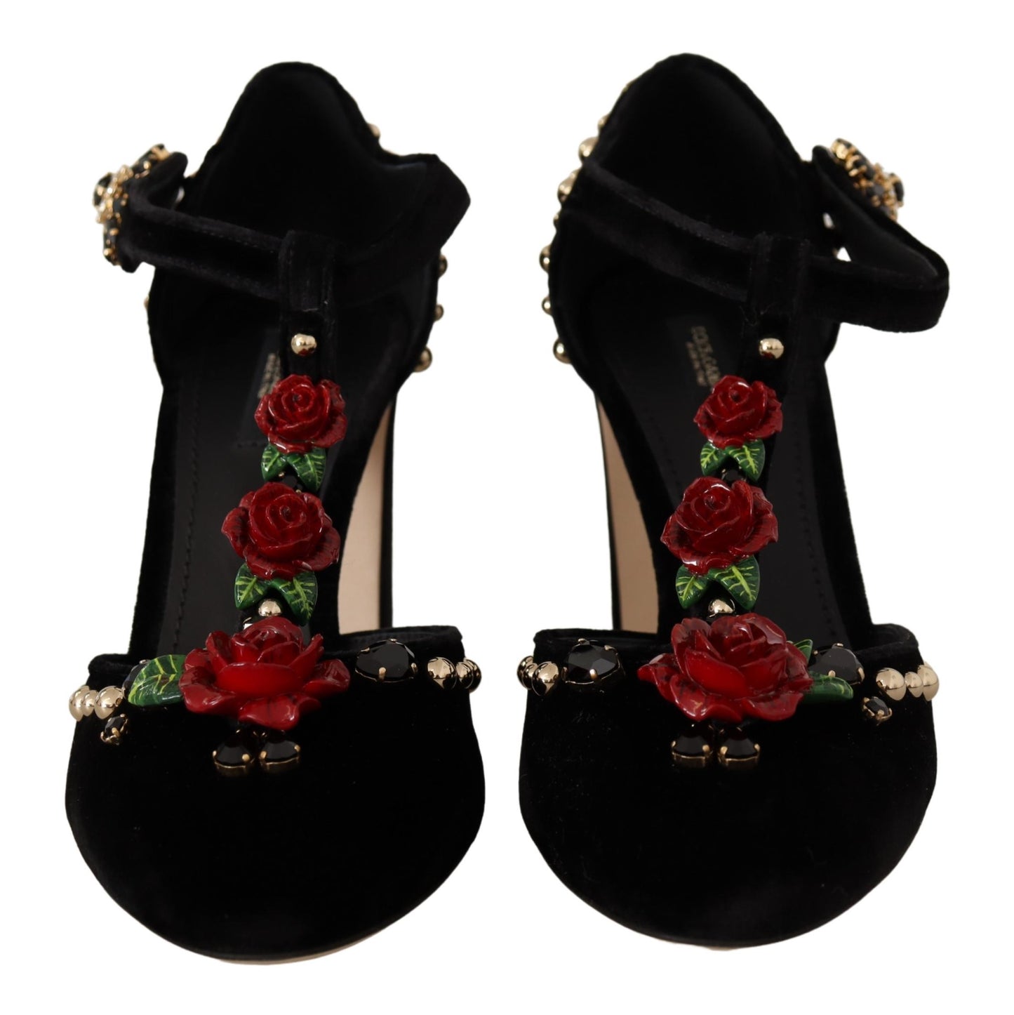 Dolce & Gabbana Elegant Embellished T-Strap Heels Sandals