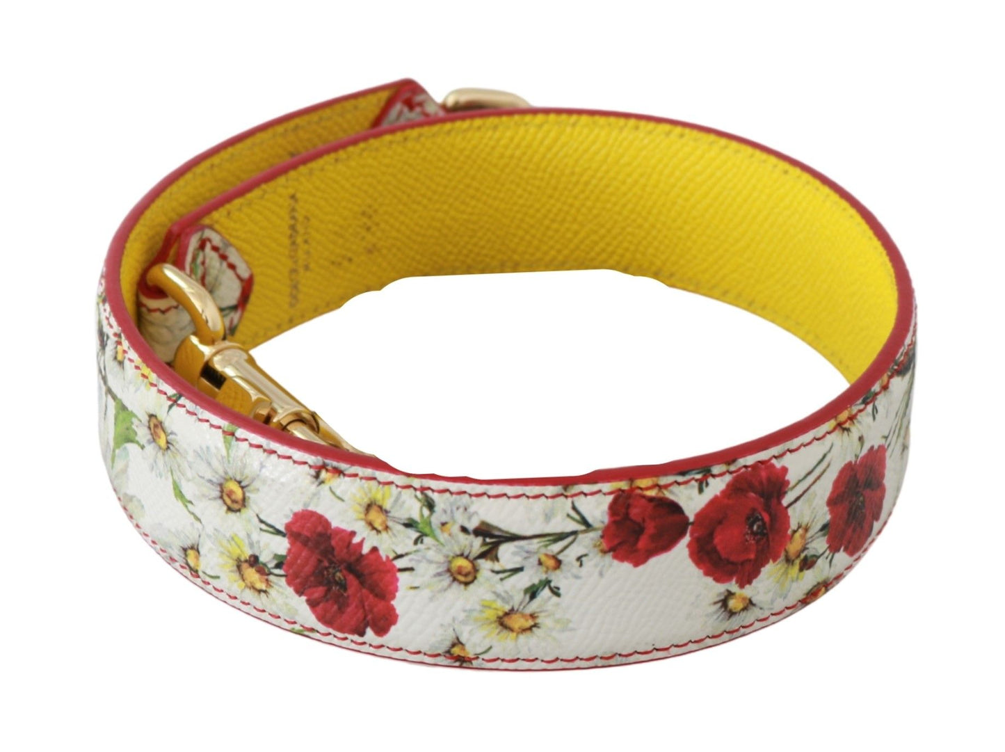 Dolce & Gabbana Floral Print Italian Leather Shoulder Strap