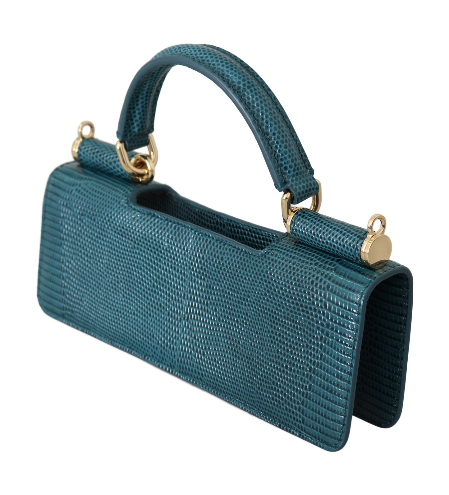 Dolce & Gabbana Elegant Blue Leather Top-Handle Flap Accessory