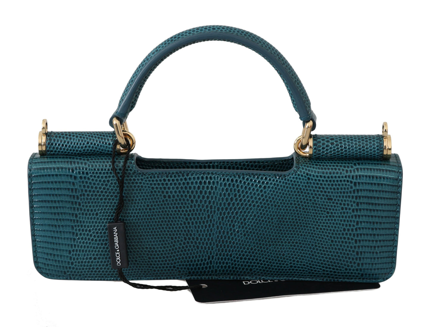 Dolce & Gabbana Elegant Blue Leather Top-Handle Flap Accessory