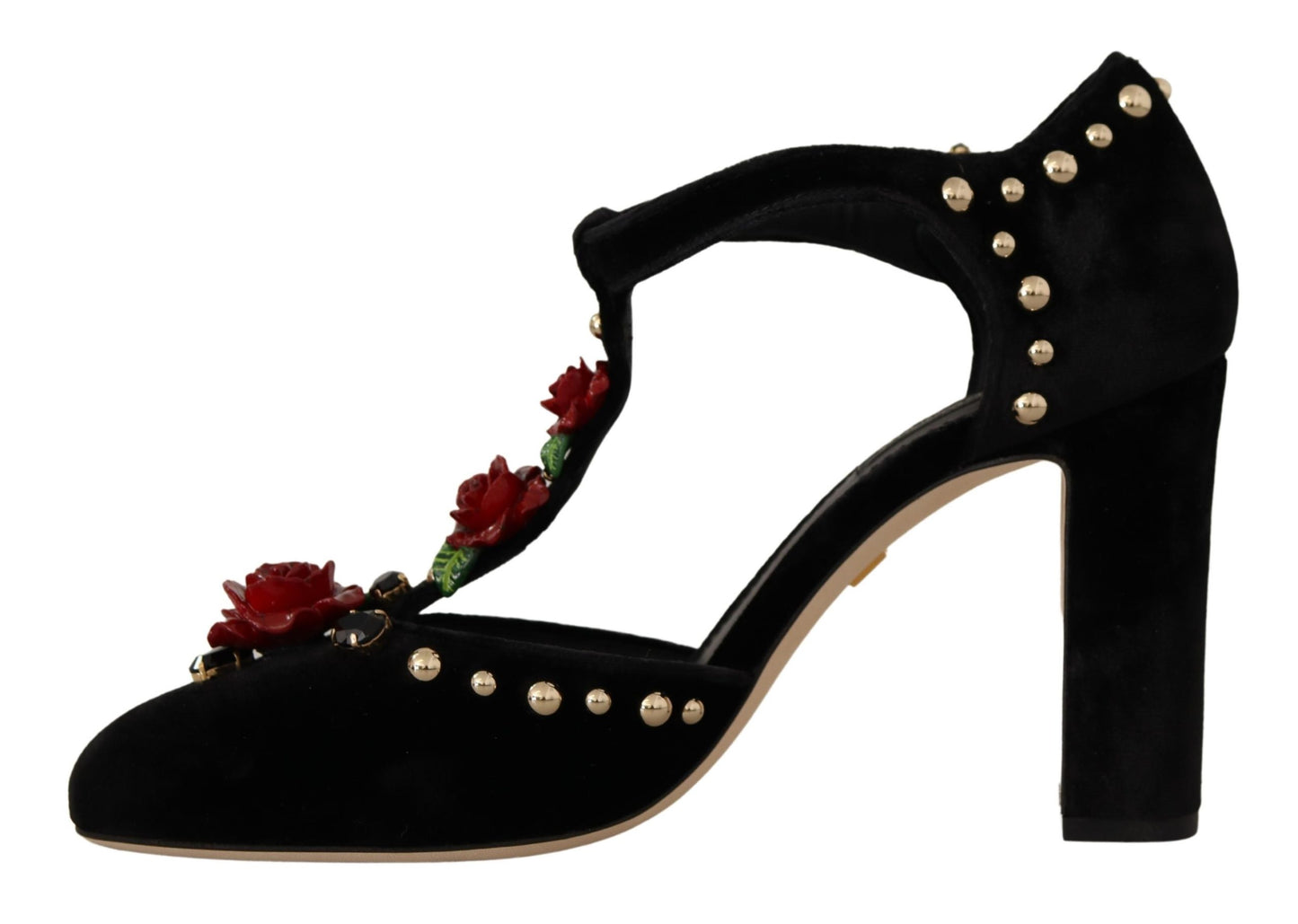 Dolce & Gabbana Elegant Embellished T-Strap Heels Sandals