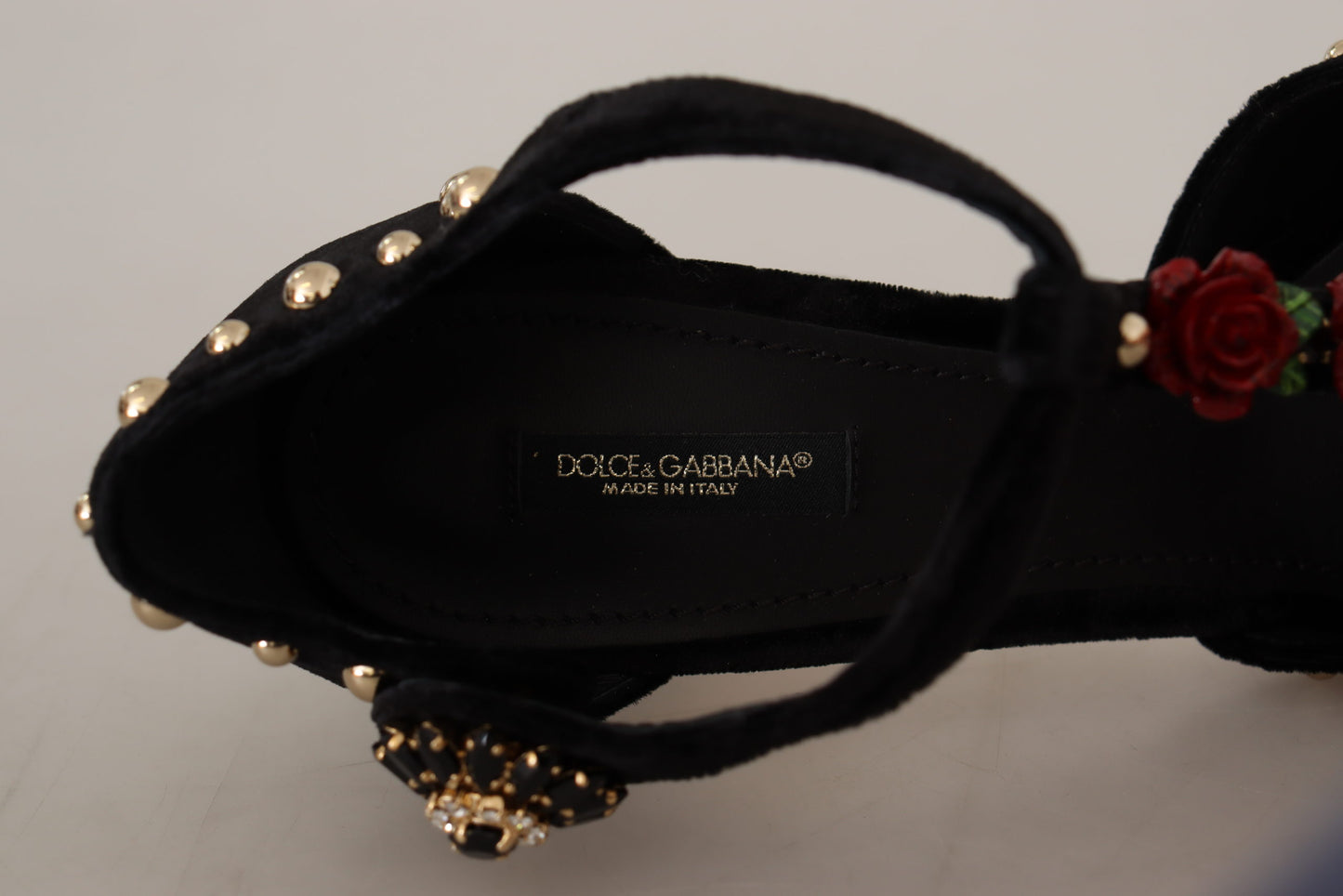 Dolce & Gabbana Elegant Embellished T-Strap Heels Sandals