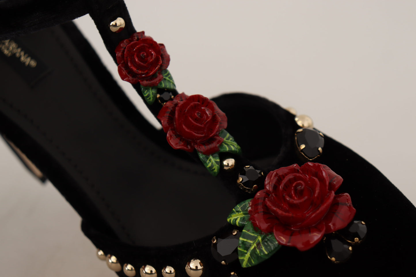 Dolce & Gabbana Elegant Embellished T-Strap Heels Sandals