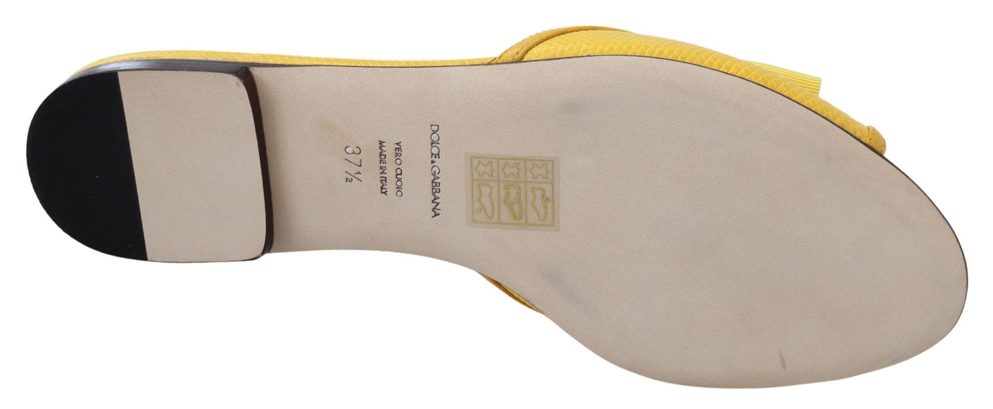 Dolce & Gabbana Yellow Bianca Embellished Leather Slides