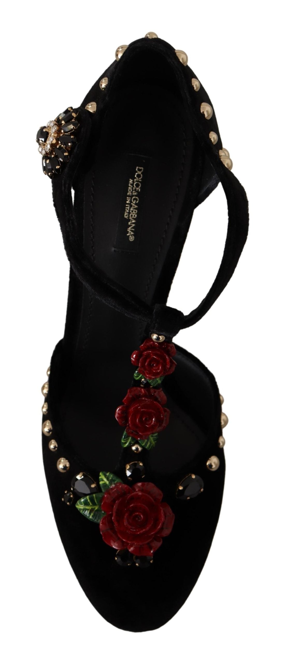 Dolce & Gabbana Elegant Embellished T-Strap Heels Sandals