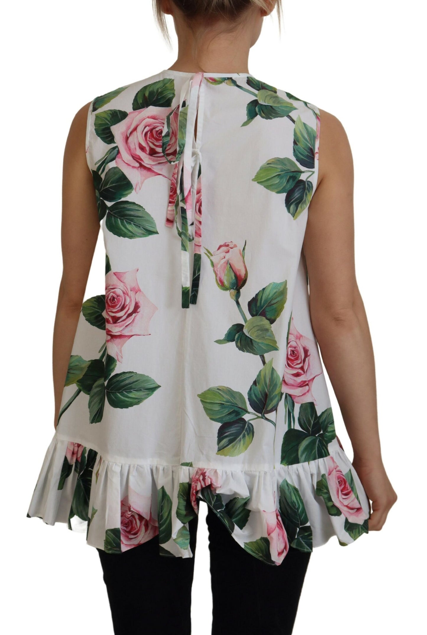 Dolce & Gabbana Elegant Floral Sleeveless Cotton Tank Top