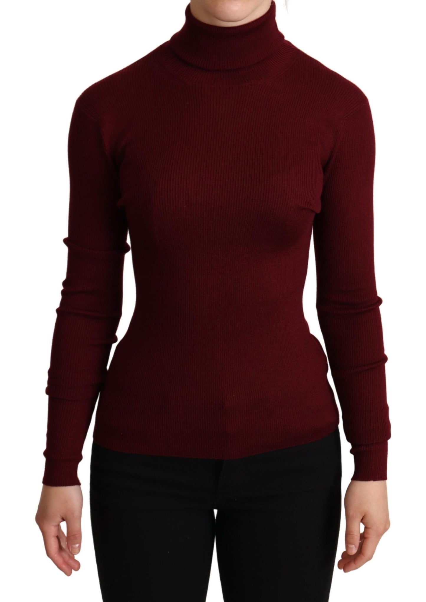 Dolce & Gabbana Elegant Bordeaux Turtle Neck Sweater