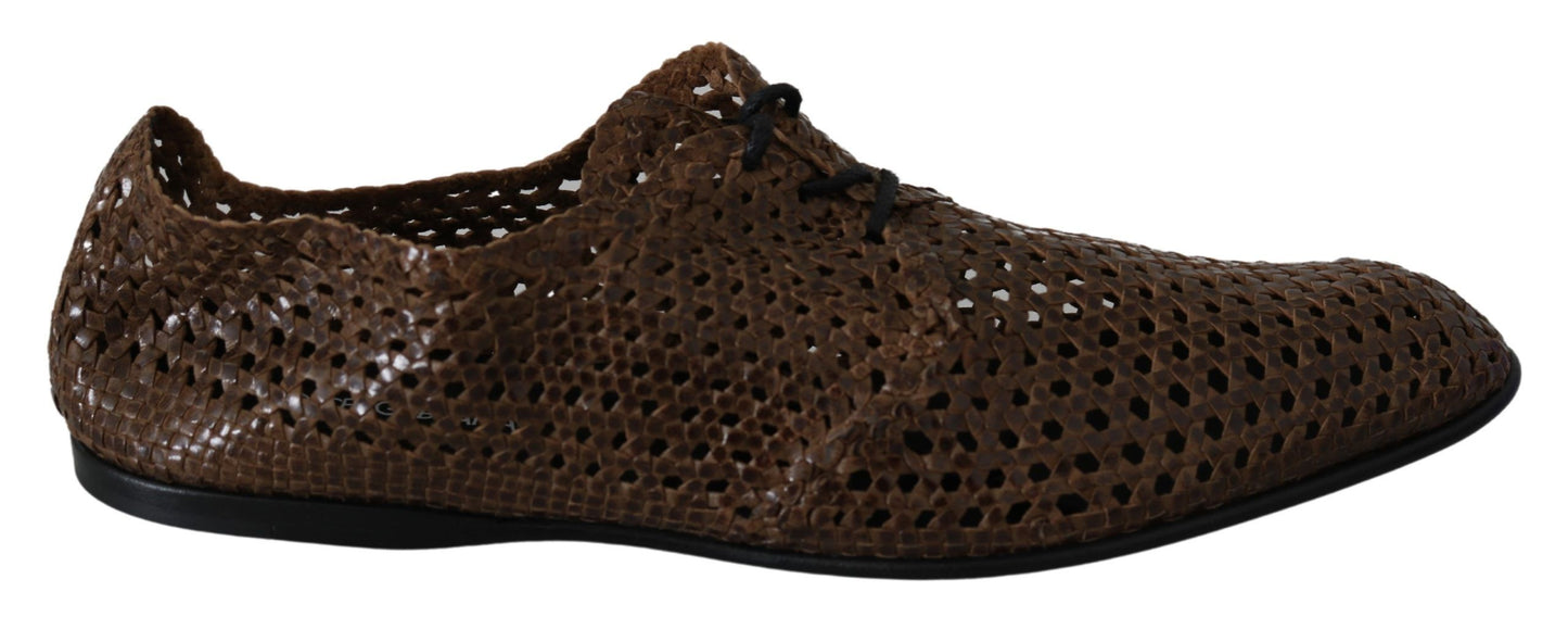 Dolce & Gabbana Authentic Hand-Woven Leather Derby Shoes