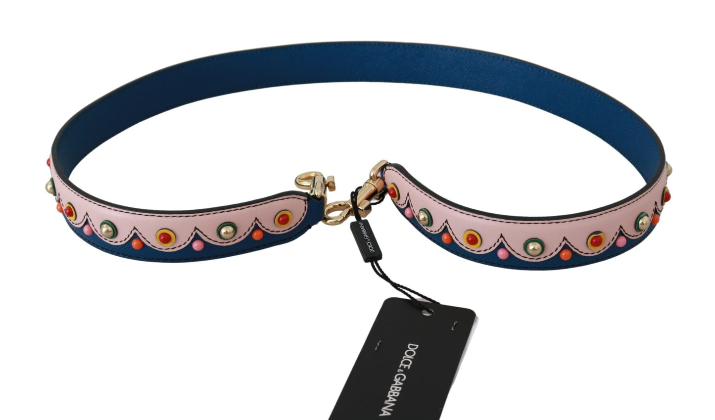 Dolce & Gabbana Elegant Multicolor Studded Leather Shoulder Strap