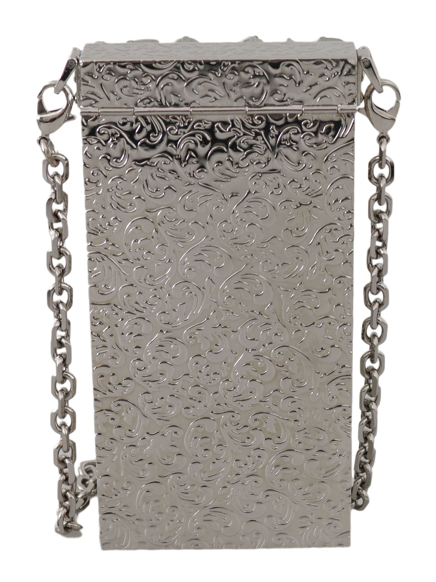 Dolce & Gabbana Elegant Silver Crystal Case Crossbody Purse