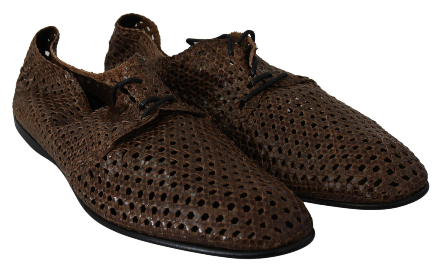 Dolce & Gabbana Authentic Hand-Woven Leather Derby Shoes