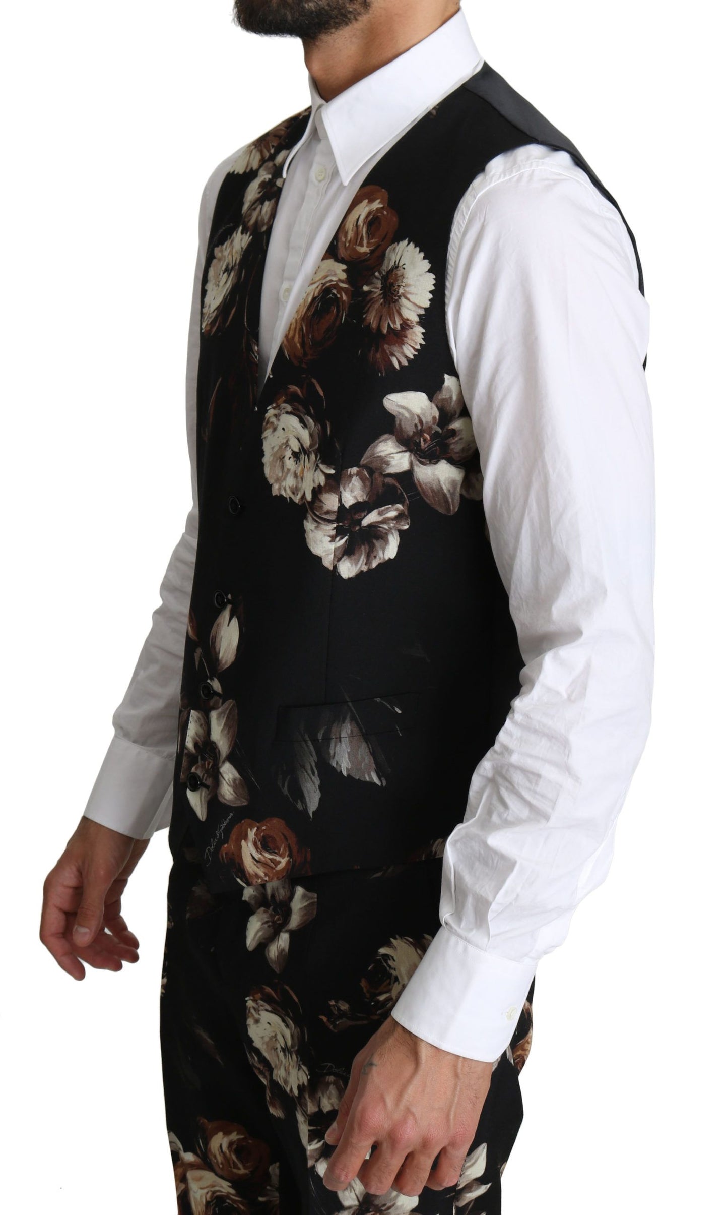 Dolce & Gabbana Elegant Black Floral Martini Suit