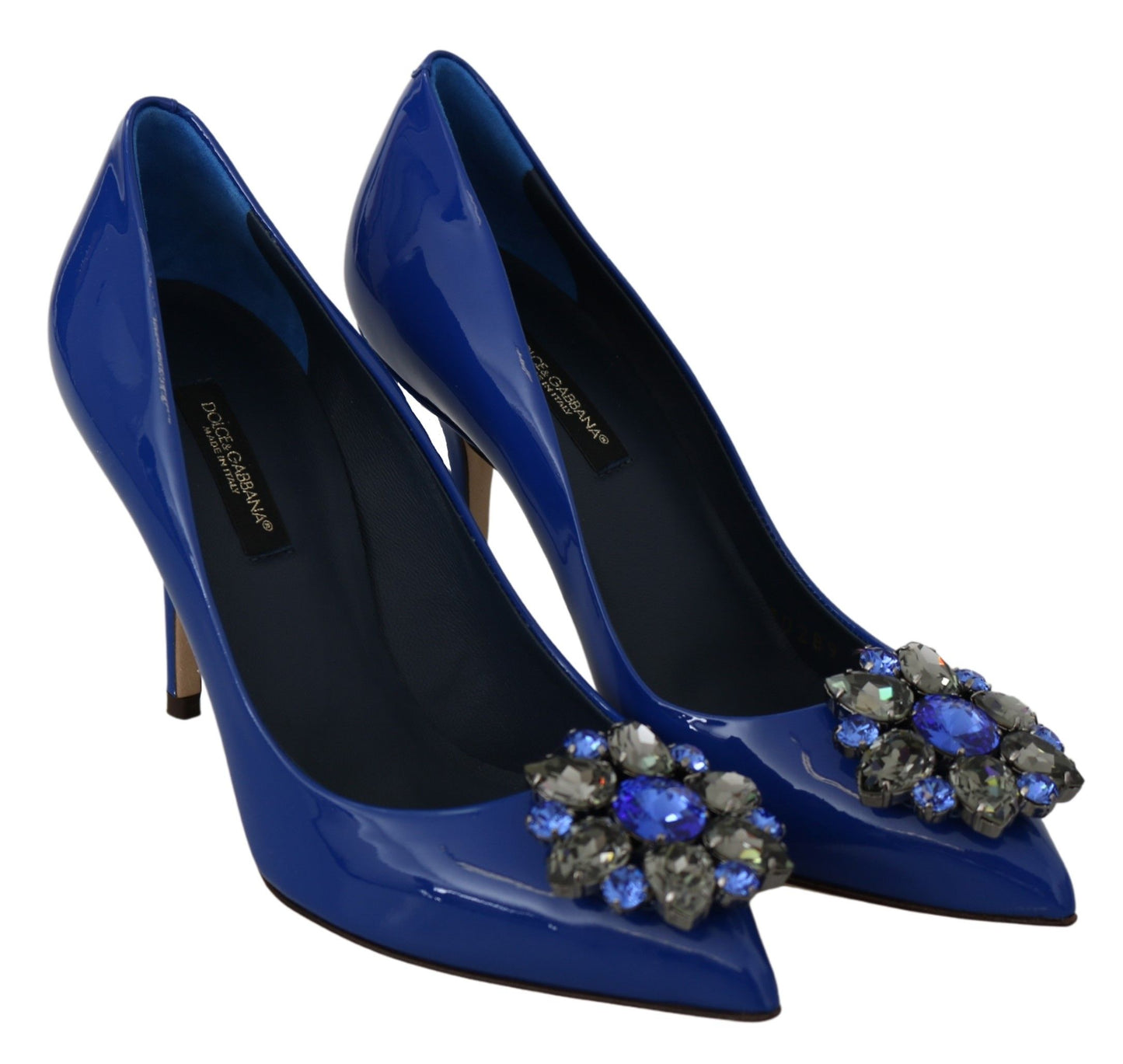 Dolce & Gabbana Electric Blue Patent Leather Pumps with Crystals