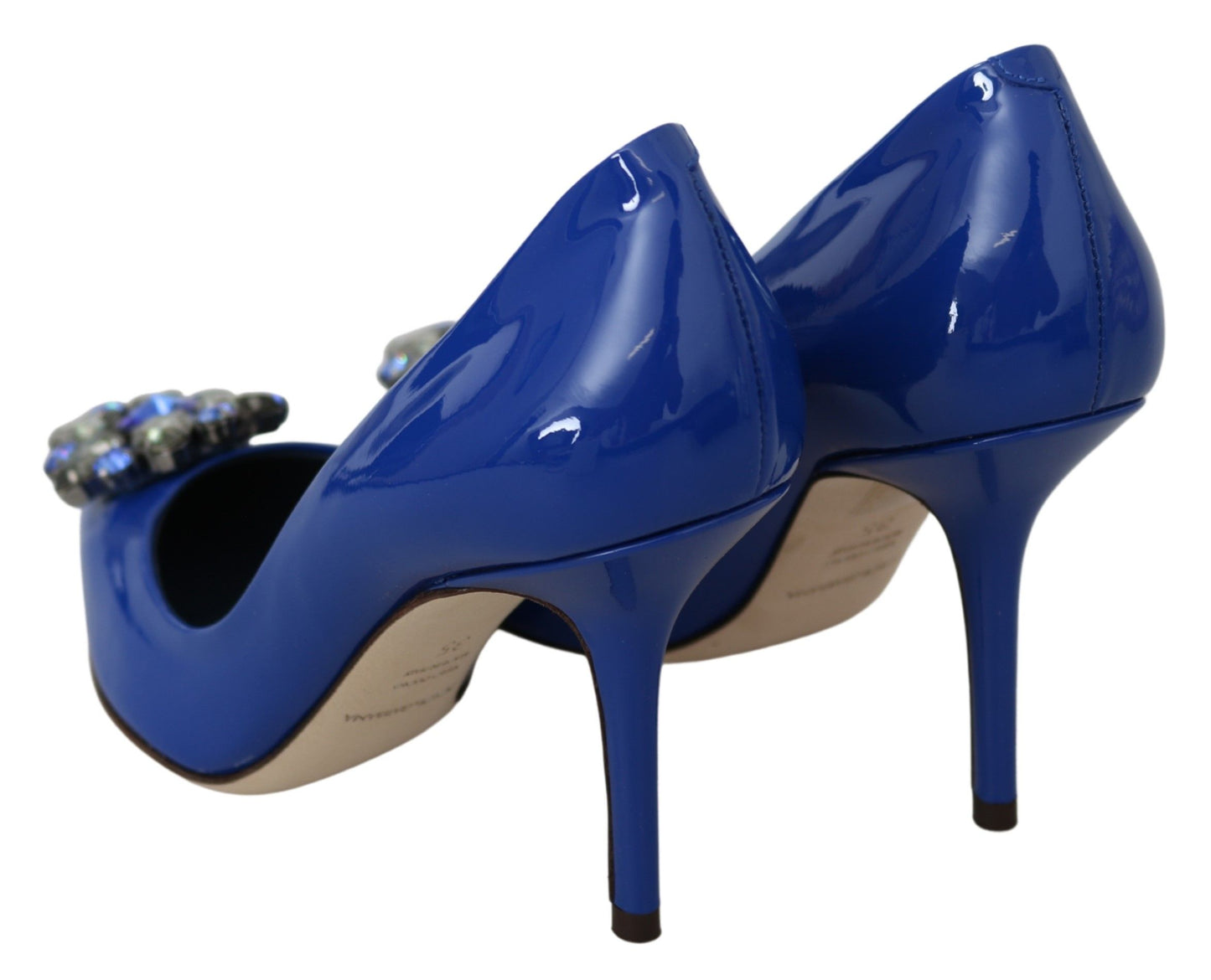 Dolce & Gabbana Electric Blue Patent Leather Pumps with Crystals