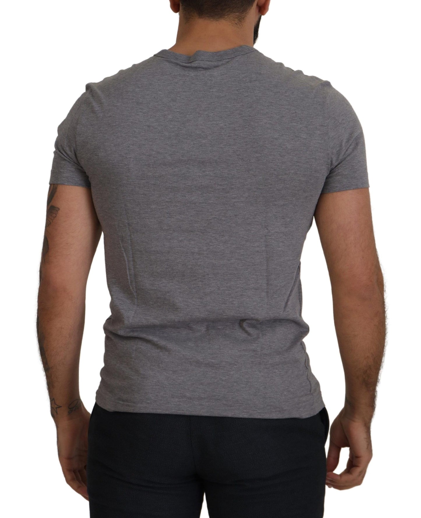 Dolce & Gabbana Classic Grey Crew Neck Cotton Tee