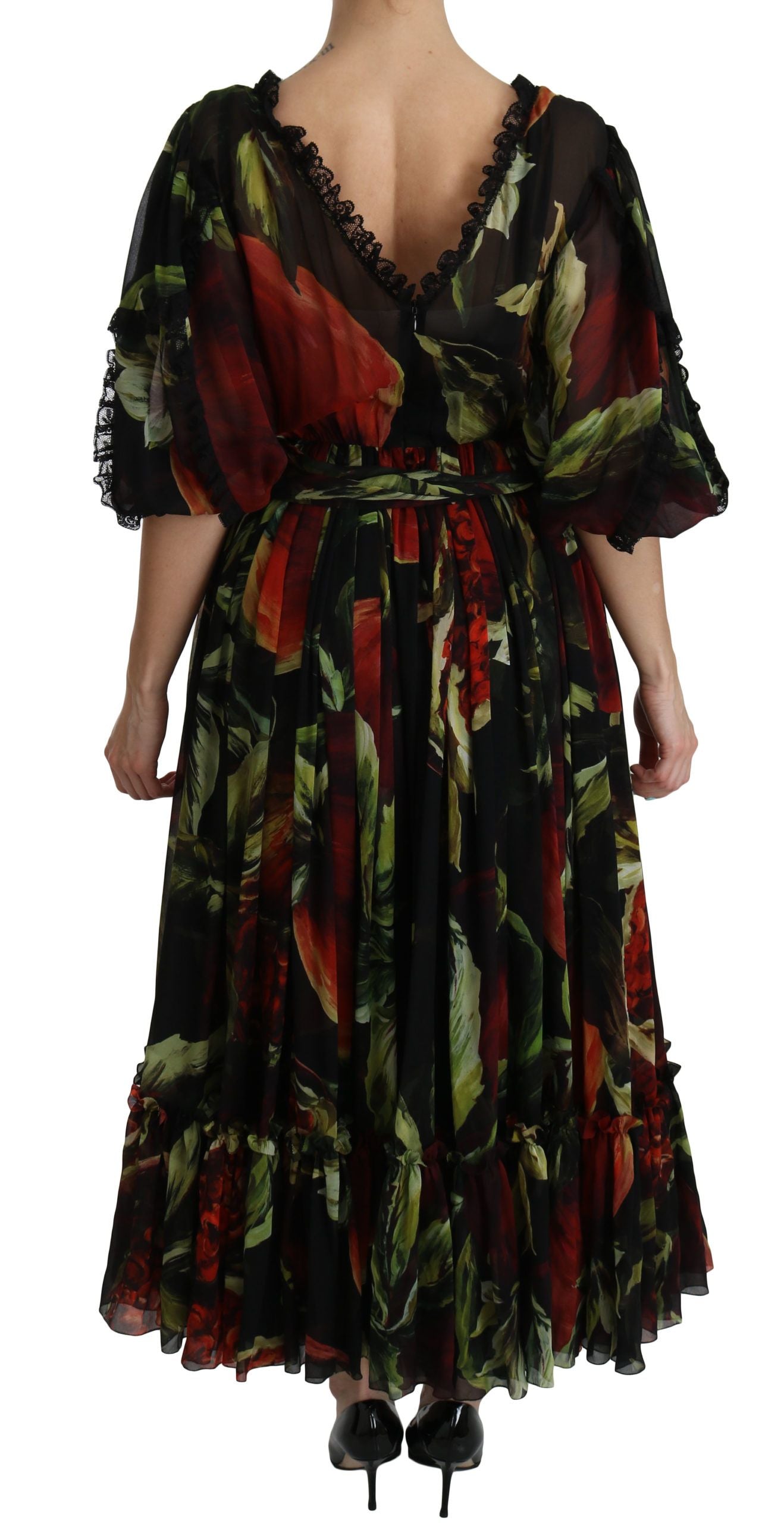 Dolce & Gabbana Elegant Bell Sleeve Floral Maxi Dress