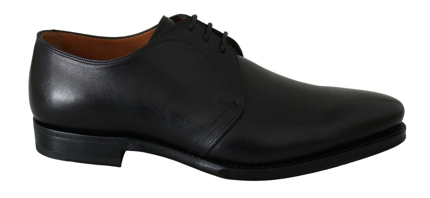 Dolce & Gabbana Elegant Black Brushed Leather Derby Shoes