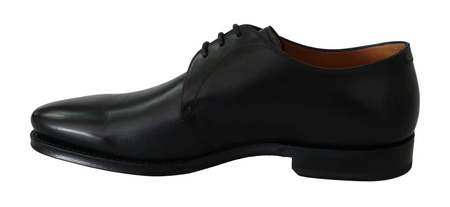 Dolce & Gabbana Elegant Black Brushed Leather Derby Shoes