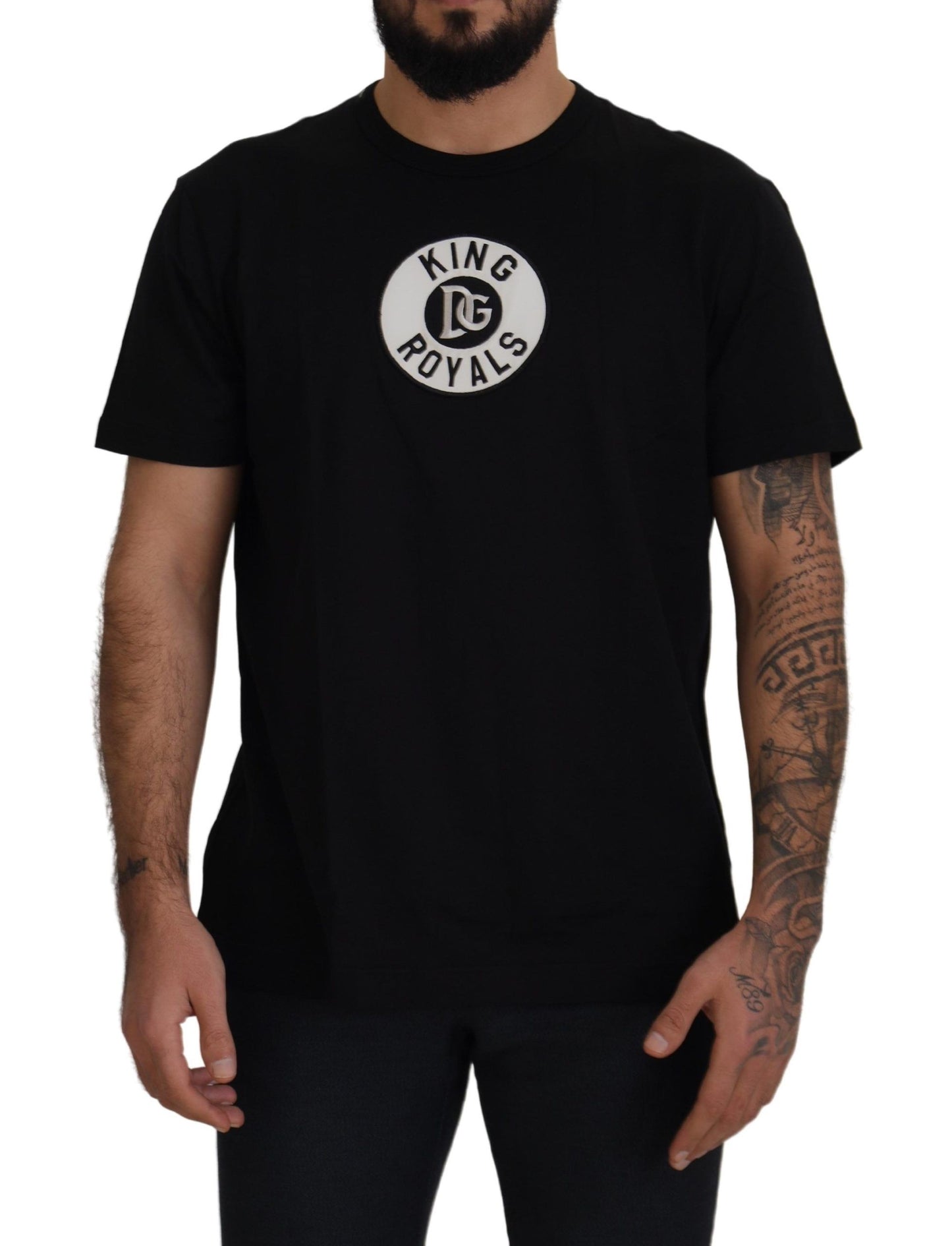 Dolce & Gabbana Elegant Black Cotton T-Shirt with Signature Logo