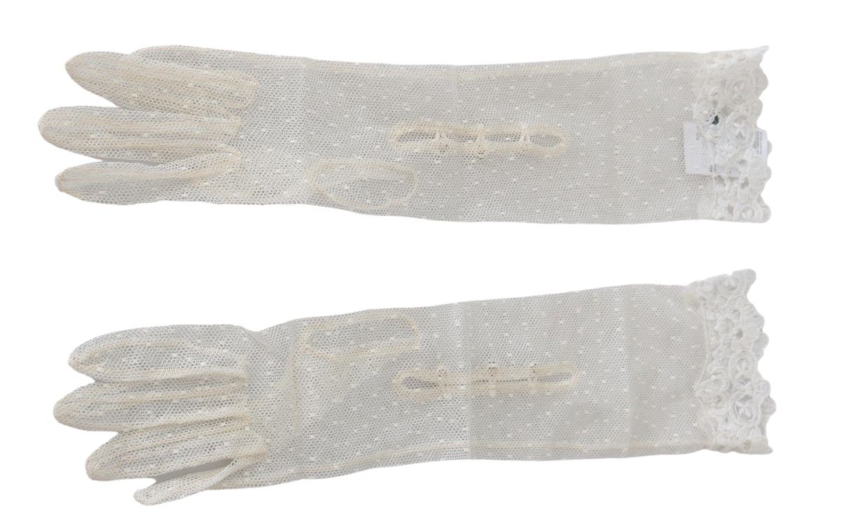 Dolce & Gabbana Elegant White Elbow Length Gloves