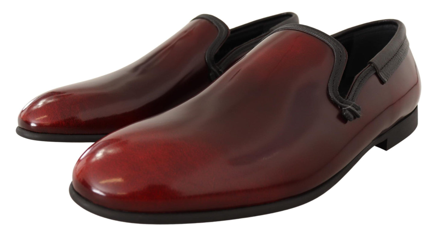 Dolce & Gabbana Elegant Bordeaux Leather Loafers