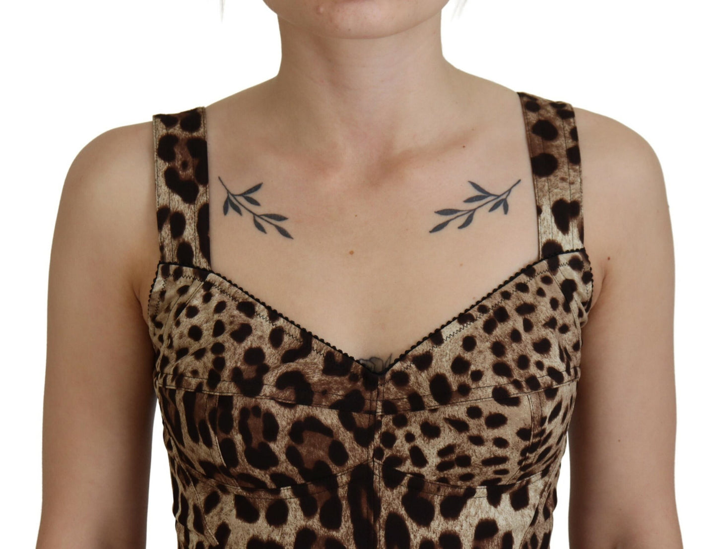 Dolce & Gabbana Silk Blend Leopard Print Bodysuit Dress