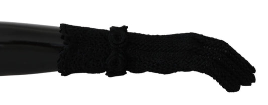 Dolce & Gabbana Elegant Black Knitted Mid-Arm Gloves