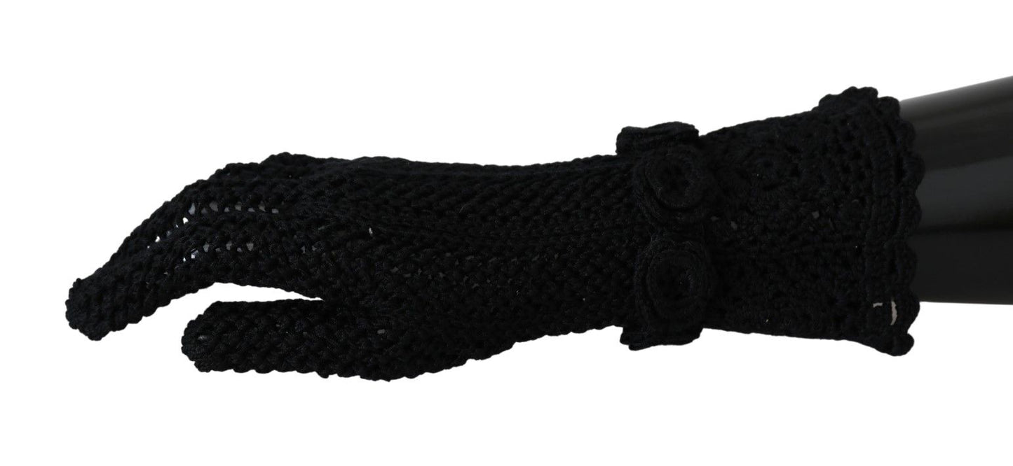 Dolce & Gabbana Elegant Black Knitted Mid-Arm Gloves