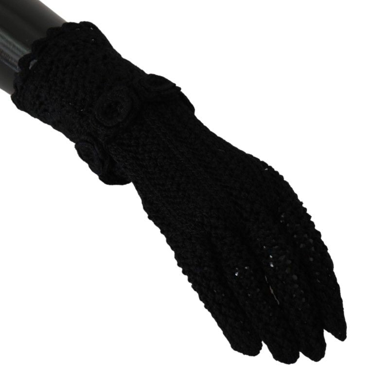 Dolce & Gabbana Elegant Black Knitted Mid-Arm Gloves