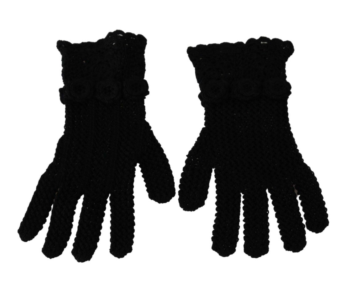 Dolce & Gabbana Elegant Black Knitted Mid-Arm Gloves