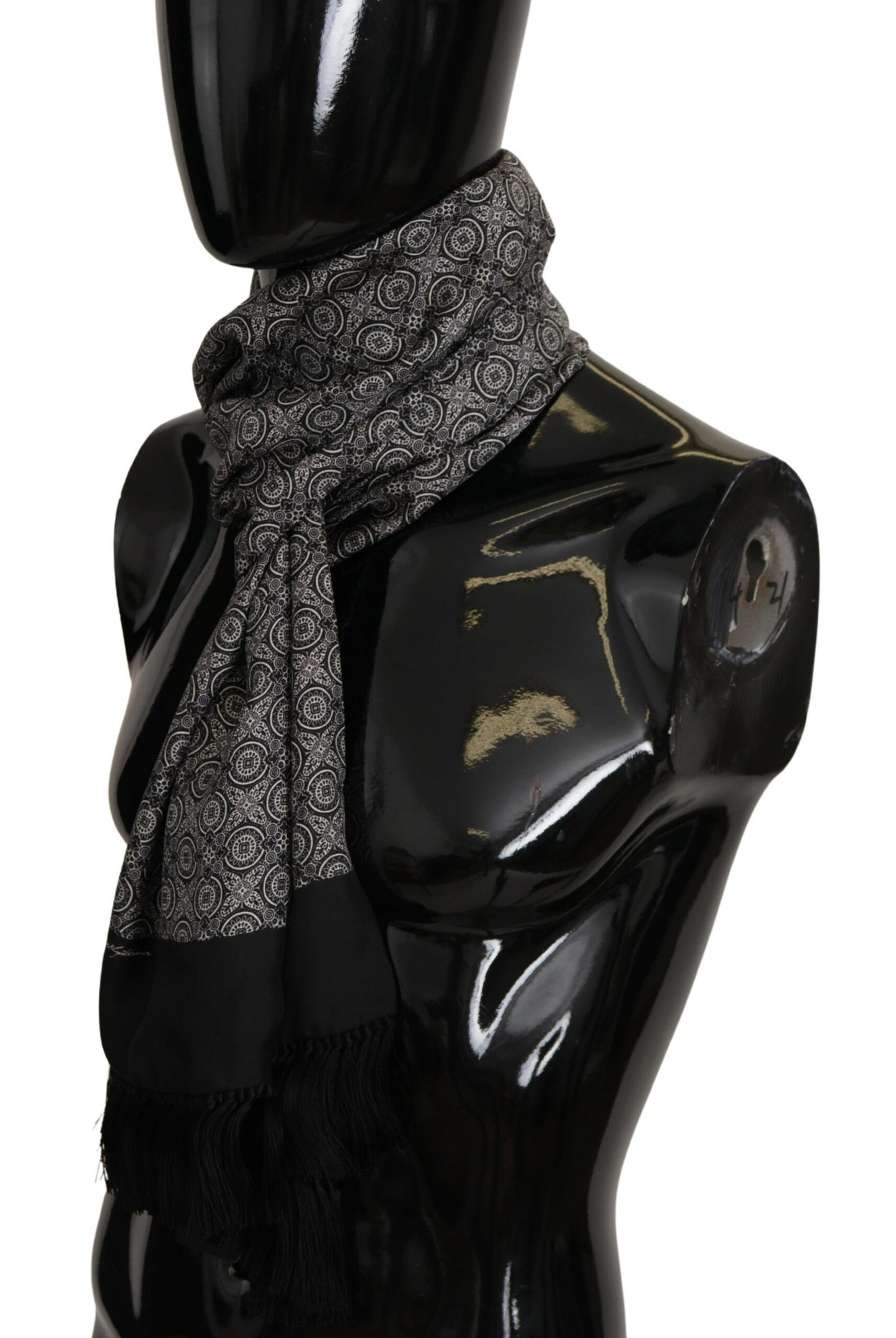 Dolce & Gabbana Elegant Black and White Silk Men's Scarf