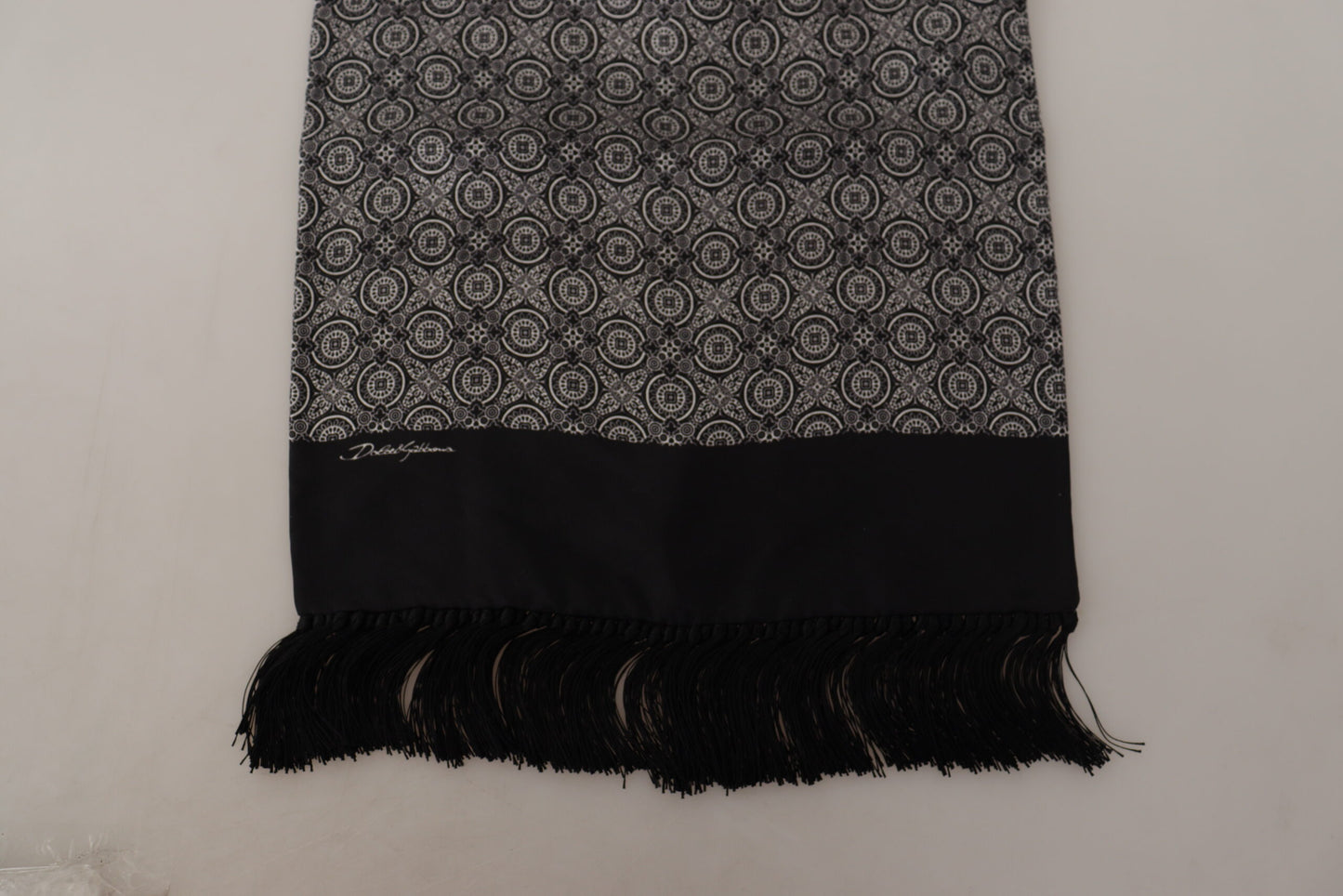 Dolce & Gabbana Elegant Black and White Silk Men's Scarf