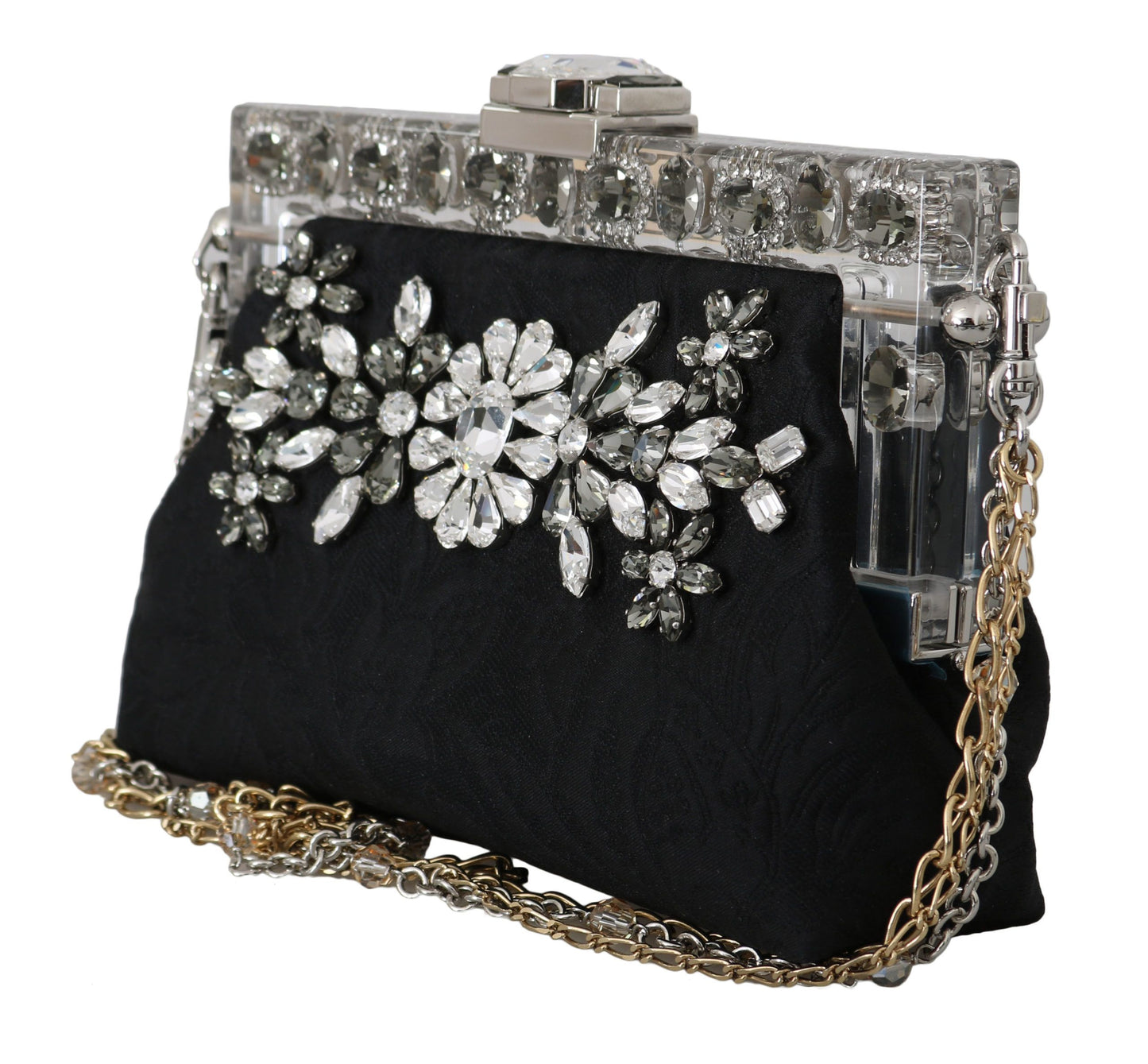 Dolce & Gabbana Elegant Black Crystal Evening Clutch Bag