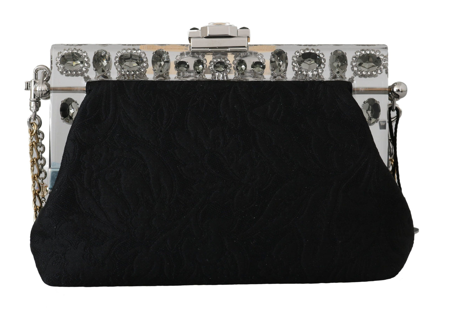 Dolce & Gabbana Elegant Black Crystal Evening Clutch Bag