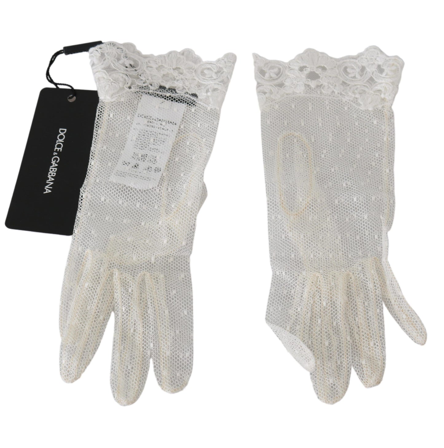 Dolce & Gabbana Elegant White Lace Wrist-Length Gloves