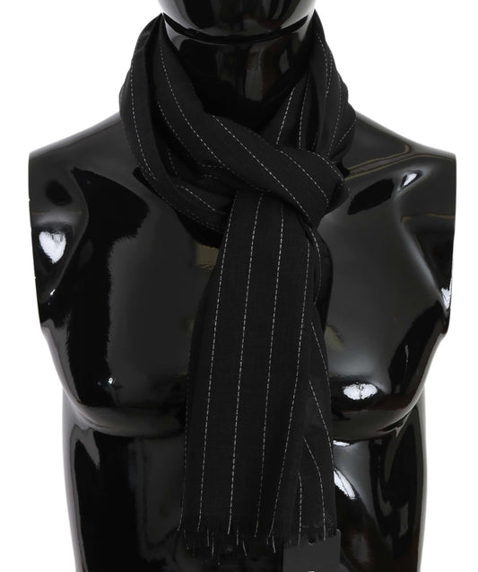 Dolce & Gabbana Elegant Silk Black & White Striped Men's Scarf