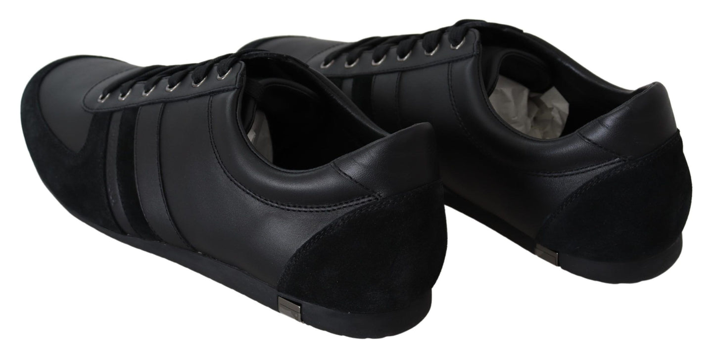 Dolce & Gabbana Elegant Black Leather Casual Sneakers