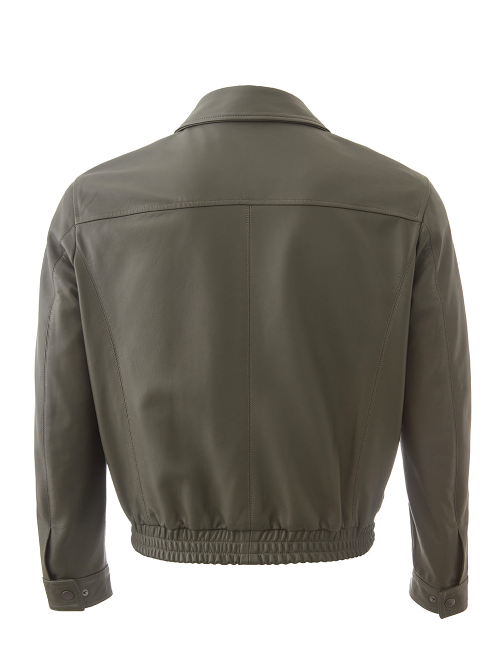 Lardini Elegant Green Leather Jacket with Maxi Pockets